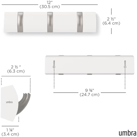 Umbra Flip Coat Rack, Wall Mount Retractable Hooks - Image 3