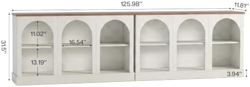 Tribesigns 10.5FT Extra Long Console Table Set of 2, Off-White and Brown - Image 2