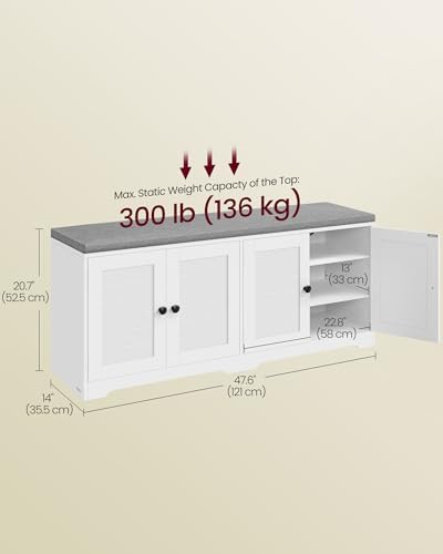 VASAGLE 3-Tier Shoe Storage Bench - Image 3
