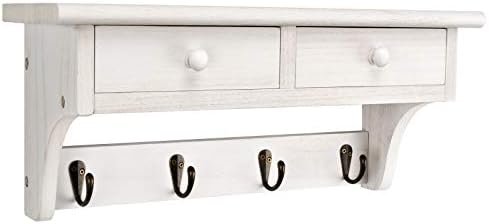 Emfogo Coat Hooks Wall Mounted, Rustic Wood Coat Rack Wall Mount Shelf by Emfogo