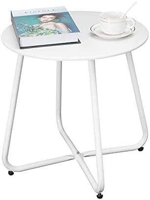 Outdoor Table Small Patio Side Table Waterproof Round Metal Side Table Weather by Juserox