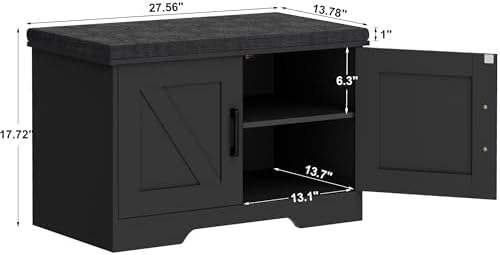 HOMSHO Farmhouse Shoe Storage Bench - Image 3
