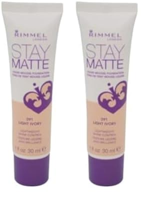 Rimmel Stay Matte Foundation, Light Ivory, 1 Fluid Ounce (Pack of 2)