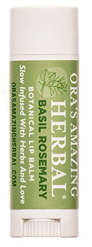 Natural Lip Balm, Perioral Dermatitis Treatment, Calendula Lip Balm, Healing Lip Balm with Immune Supportive Basil & Rosemary Essential Oil, Organic Coconut Oil, 2 Pak, Ora's Amazing Herbal