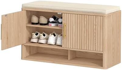 Fluted Shoe Storage Bench, Entryway Bench - Image 7