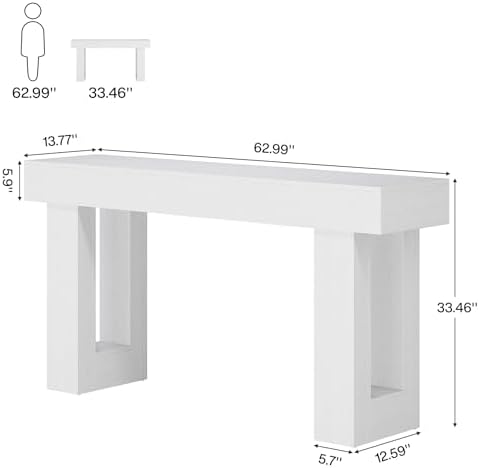 Tribesigns 63-Inch Long Console Table, Farmhouse Wooden Sofa Table Behind The - Image 2