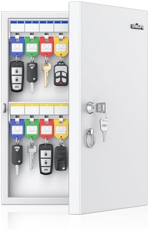 Uniclife 32 Position White Key Lock Box, Wall Mount Key Box, Car Key Organizer by UnicLife