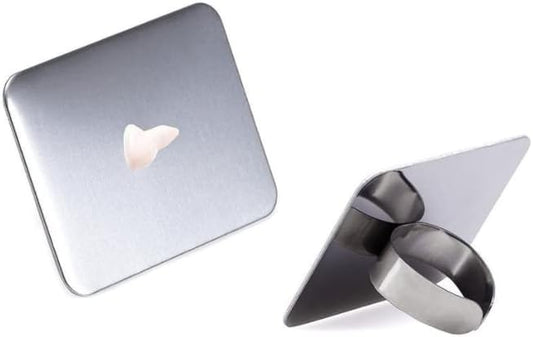 HLLMX 1 PCS Nail Art Palette Nail Art Palette Stainless Steel Cosmetic Makeup Palette Mini Nail Art Cosmetic Ring Palette DIY Art Design Paint Color Mixing Palette Metal Tool