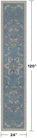 Blue Insect Hallway Runner Rug 2x10, Washable Non Slip Kitchen Sink Rug - Image 2