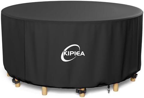 Kipiea Round Patio Table cover Waterproof, Heavy-Duty Round Patio Furniture by Kipiea
