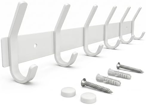 White Coat Rack Wall Mount – 17 Inch Stainless Steel Hook Rail by SAYONEYES