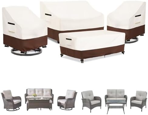 Patio Furniture Covers 4 Piece Set, 600D Heavy Duty Outdoor Furniture Covers by Osileyo