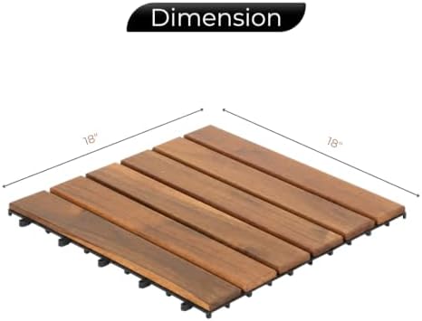 Solid Acacia Deck Tiles, 2.25X Cover, Fast Install Patio Floor - Image 2
