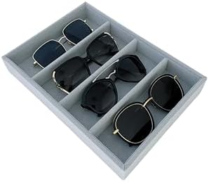 Sunglasses Eyewear Watch Tray Gray Velvet Stackable Organizer Premium Quality by SVEADISPLAY