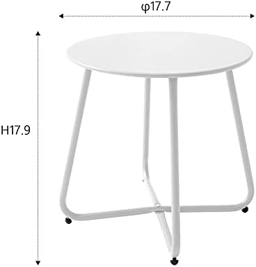 Outdoor Table Small Patio Side Table Waterproof Round Metal Side Table Weather - Image 3