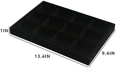 Coward 2PC Black Velvet Stackable 12 Grids Jewelry Organizer Tray Bracelet - Image 5