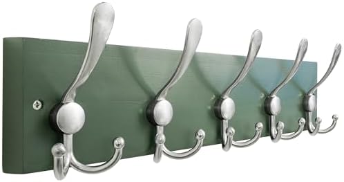 SKOLOO Creations Forest Green Solid Wood Wall Mounted Coat Rack, 5 Hooks by SKOLOO