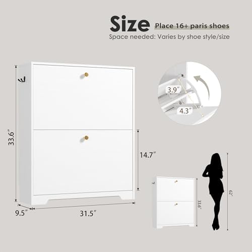 Nicetree Shoe Cabinet with 2 Flip Drawers, Modern Entryway Organizer - Image 2