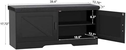 HOMSHO Farmhouse Shoe Storage Bench - Image 3