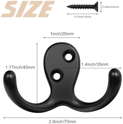 Homanu 100 Pack Black Coat Hooks Wall Mounted Double Prong - Image 5