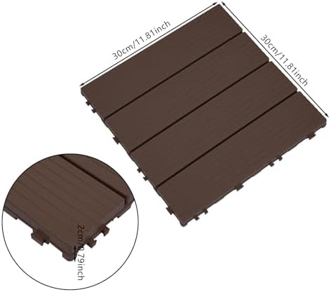 30 Pcs Interlocking Deck Tiles, 11.8 x11.8 Inch PVC Patio Pavers, High Load - Image 3