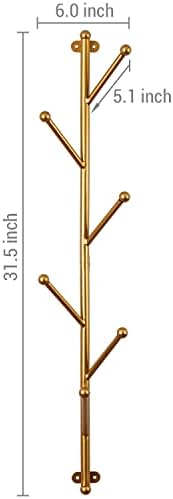 MyGift 2.5 Ft Gold Metal Tree Branch Wall Mounted Hat & Coat Rack - Image 5