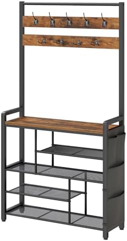 HOOBRO Hall Tree with Bench, Shoe Rack with Coat Rack, Coat Rack with Shoe by HOOBRO