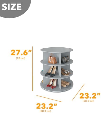 SpaceAid 3 Tier Rotating Shoe Rack Tower, Spinning Shoe Display Lazy Susan - Image 2