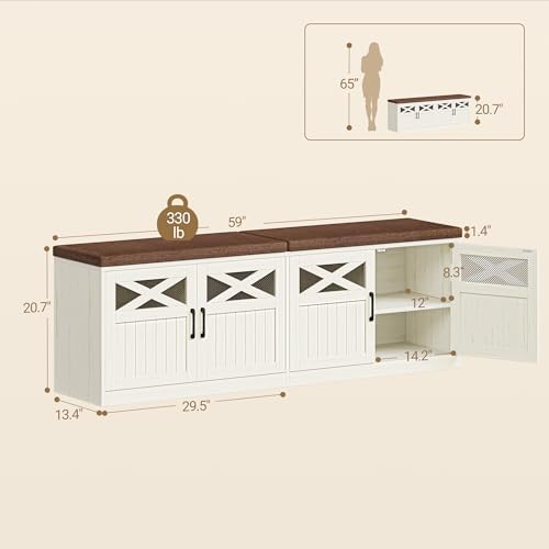 Hzuaneri 59" Shoe Storage Bench - Image 2