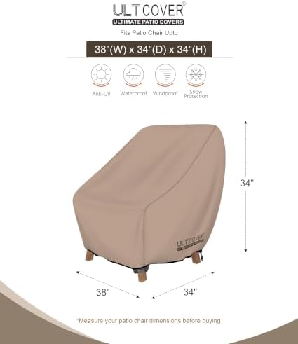 ULTCOVER Waterproof Patio Chair Cover, 38W x 34D x 34H in - Image 2