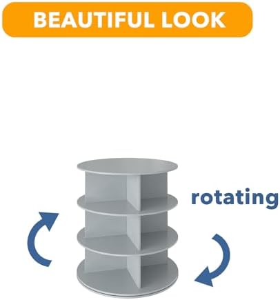 SpaceAid 3 Tier Rotating Shoe Rack Tower, Spinning Shoe Display Lazy Susan - Image 7