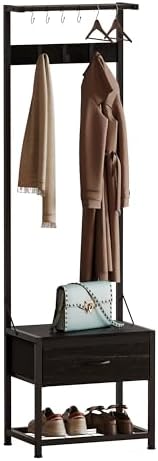LUMTOK Hall Tree with Shoes Bench Storage, Small Coat Rack with Drawers - Image 6