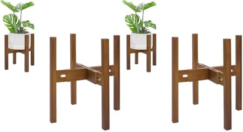 Rnined Adjustable Plant Stand Indoor, Bamboo Mid Century Modern Plants Stands by PlantsHomeFun