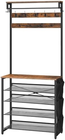 HOOBRO Hall Tree with Bench, Entryway Coat Rack with Shoe Rack, Shoe and Coat by HOOBRO