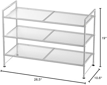 Simple Houseware 3-Tier Stackable Mesh Shoe Rack - Image 2
