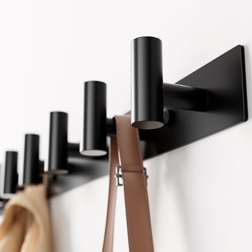 Black Wall Mounted Coat Rack – 5 T-Shaped Hooks on 16.5" Rail by GWAAZXGZ