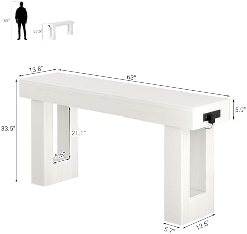 Unikito 63" Console Table with Sensor Light & AC Outlets with USB-C Ports - Image 2