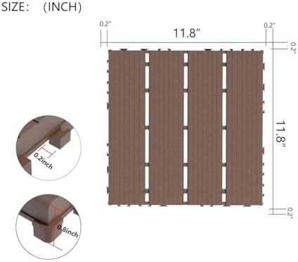 Plastic Interlocking Deck Tiles 12"x12" Waterproof Outdoor Patio Flooring PP - Image 2