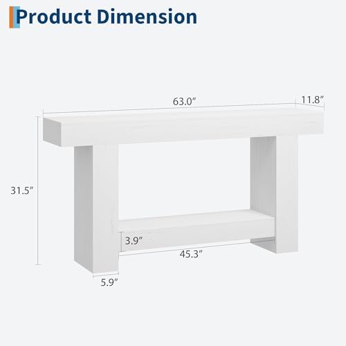 GarveeHome 63" Farmhouse 2-Tier Console Table - Image 2