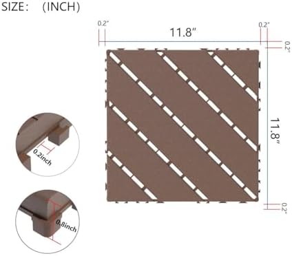 Plastic Interlocking Deck Tiles 12"x12" Waterproof Outdoor Patio Flooring PP - Image 2