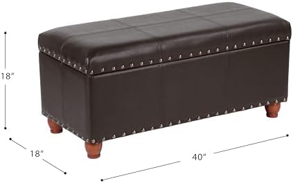 HomePop 40" Faux Leather Storage Cocktail Bench - Image 3