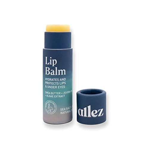 Vegan Lip & Eye Balm, Plant-Based Formula with Shea Butter, Jojoba Oil & Algae Extract for Skin Hydration & Protection, Sea Salt + Kelp Scent, 3-Pack