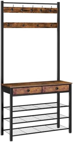 HOOBRO Hall Tree, Entryway Coat and Shoe Rack, 2 Fabric Drawers, Hall Tree by HOOBRO