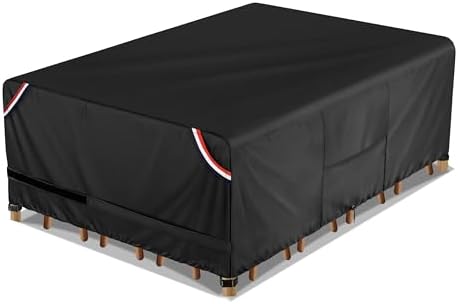 KylinLucky Patio Furniture Table Cover 88 x 62 x 28 inch Waterproof by KylinLuckyOutdoorFurnitureCovers