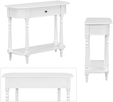 Small Curved Console Table 36-Inch Retro Farmhouse Wood Entry Sofa Table - Image 7