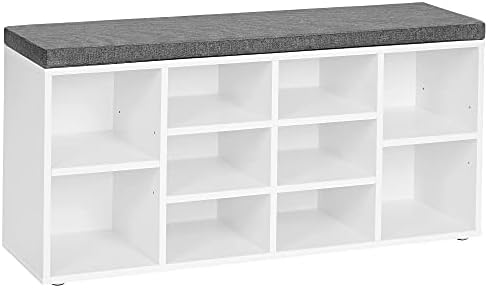 VASAGLE Shoe Bench with Cushion, 10 Compartments, 11.8 x 40.9 x 18.9 Inches by VASAGLEbySONGMICSHOME