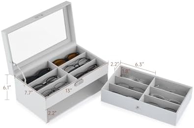 CO-Z Sunglasses Organizer with 12 Slots, Leather Eyeglasses Storage Box - Image 6