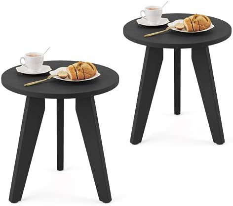 HDPS Outdoor Side Table Set of 2, Round End Table by HOMENJOY