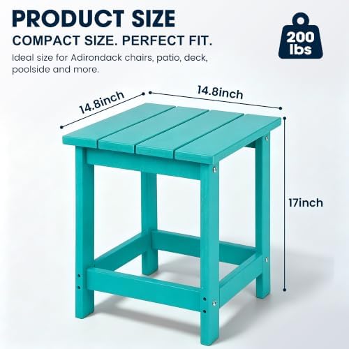 LZRS Patio Side Table, Heavy Duty HDPE Outdoor End Table - Image 3