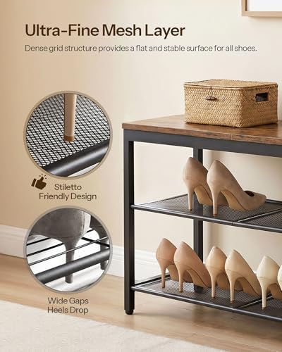 HOOBRO Shoe Bench, 3-Tier Shoe Rack, Industrial Shoe Organizer Storage Bench - Image 4